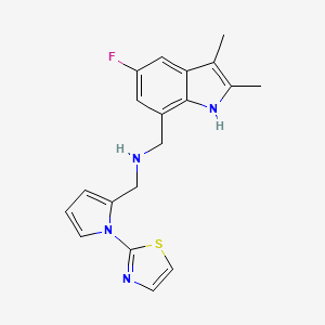 molecular formula C19H19FN4S B4128693 N-[(5-fluoro-2,3-dimethyl-1H-indol-7-yl)methyl]-1-[1-(1,3-thiazol-2-yl)pyrrol-2-yl]methanamine 