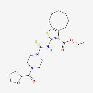molecular formula C23H33N3O4S2 B4129003 Ethyl 2-({[4-(tetrahydrofuran-2-ylcarbonyl)piperazin-1-yl]carbonothioyl}amino)-4,5,6,7,8,9-hexahydrocycloocta[b]thiophene-3-carboxylate 