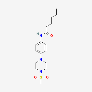 molecular formula C17H27N3O3S B4129026 N-{4-[4-(methylsulfonyl)piperazin-1-yl]phenyl}hexanamide 
