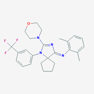 molecular formula C26H29F3N4O B412951 N-(2,6-dimethylphenyl)-2-morpholin-4-yl-1-[3-(trifluoromethyl)phenyl]-1,3-diazaspiro[4.4]non-2-en-4-imine 