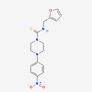 molecular formula C16H18N4O3S B4129563 N-(furan-2-ylmethyl)-4-(4-nitrophenyl)piperazine-1-carbothioamide 