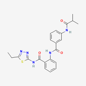 molecular formula C22H23N5O3S B4129800 N-(5-ethyl-1,3,4-thiadiazol-2-yl)-2-[[3-(2-methylpropanoylamino)benzoyl]amino]benzamide 