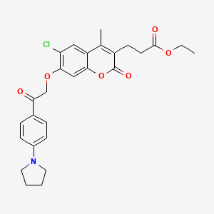 molecular formula C27H28ClNO6 B4129816 ethyl 3-(6-chloro-4-methyl-2-oxo-7-{2-oxo-2-[4-(pyrrolidin-1-yl)phenyl]ethoxy}-2H-chromen-3-yl)propanoate 
