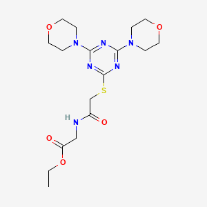 molecular formula C17H26N6O5S B4129832 Ethyl 2-[[2-[(4,6-dimorpholin-4-yl-1,3,5-triazin-2-yl)sulfanyl]acetyl]amino]acetate 