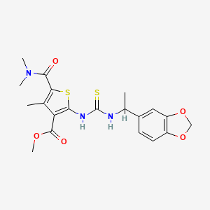 molecular formula C20H23N3O5S2 B4129860 Methyl 2-({[1-(1,3-benzodioxol-5-yl)ethyl]carbamothioyl}amino)-5-(dimethylcarbamoyl)-4-methylthiophene-3-carboxylate 