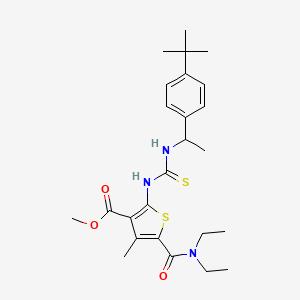 molecular formula C25H35N3O3S2 B4129938 Methyl 2-({[1-(4-tert-butylphenyl)ethyl]carbamothioyl}amino)-5-(diethylcarbamoyl)-4-methylthiophene-3-carboxylate 