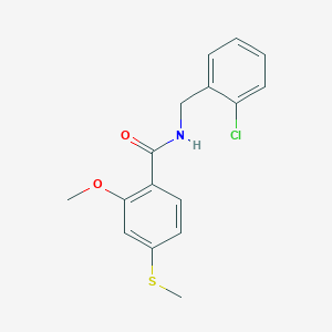 molecular formula C16H16ClNO2S B4130014 N-[(2-CHLOROPHENYL)METHYL]-2-METHOXY-4-(METHYLSULFANYL)BENZAMIDE 