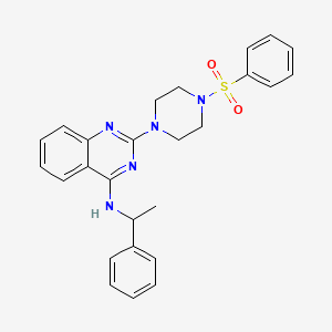 molecular formula C26H27N5O2S B4130022 N-(1-phenylethyl)-2-[4-(phenylsulfonyl)piperazin-1-yl]quinazolin-4-amine 