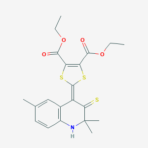 molecular formula C21H23NO4S3 B413020 diethyl 2-(2,2,6-trimethyl-3-thioxo-2,3-dihydroquinolin-4(1H)-ylidene)-1,3-dithiole-4,5-dicarboxylate CAS No. 296272-67-8