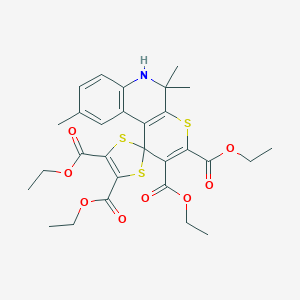 molecular formula C29H33NO8S3 B413024 Tetraethyl 5',5',9'-trimethyl-5',6'-dihydrospiro[1,3-dithiole-2,1'-thiopyrano[2,3-c]quinoline]-2',3',4,5-tetracarboxylate CAS No. 296272-61-2