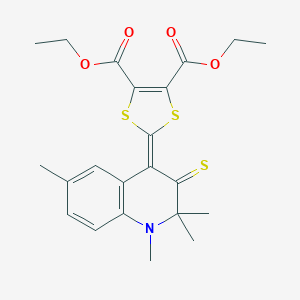 molecular formula C22H25NO4S3 B413027 Diethyl 2-(1,2,2,6-tetramethyl-3-sulfanylidenequinolin-4-ylidene)-1,3-dithiole-4,5-dicarboxylate CAS No. 296272-66-7