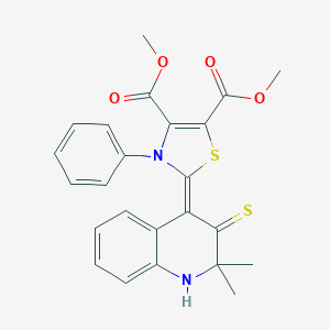 molecular formula C24H22N2O4S2 B413029 dimethyl (2Z)-2-(2,2-dimethyl-3-sulfanylidene-1H-quinolin-4-ylidene)-3-phenyl-1,3-thiazole-4,5-dicarboxylate CAS No. 307329-44-8