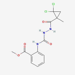 molecular formula C14H15Cl2N3O4 B4130347 Methyl 2-[({2-[(2,2-dichloro-1-methylcyclopropyl)carbonyl]hydrazinyl}carbonyl)amino]benzoate 