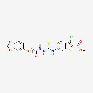 molecular formula C21H18ClN3O6S2 B4130349 Methyl 6-[({2-[2-(1,3-benzodioxol-5-yloxy)propanoyl]hydrazinyl}carbonothioyl)amino]-3-chloro-1-benzothiophene-2-carboxylate 