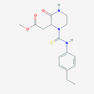 molecular formula C16H21N3O3S B4130409 Methyl {1-[(4-ethylphenyl)carbamothioyl]-3-oxopiperazin-2-yl}acetate 