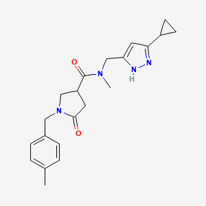 molecular formula C21H26N4O2 B4130429 N-[(3-cyclopropyl-1H-pyrazol-5-yl)methyl]-N-methyl-1-[(4-methylphenyl)methyl]-5-oxopyrrolidine-3-carboxamide 