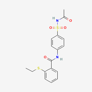 molecular formula C17H18N2O4S2 B4130501 N-{4-[(ACETYLAMINO)SULFONYL]PHENYL}-2-(ETHYLSULFANYL)BENZAMIDE 
