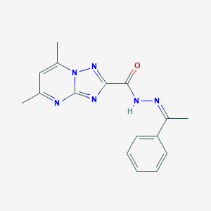 molecular formula C16H16N6O B413059 5,7-dimethyl-N'-(1-phenylethylidene)[1,2,4]triazolo[1,5-a]pyrimidine-2-carbohydrazide 