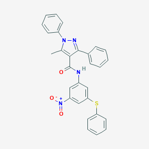 molecular formula C29H22N4O3S B413066 N-[3-nitro-5-(phenylsulfanyl)phenyl]-5-methyl-1,3-diphenyl-1H-pyrazole-4-carboxamide 