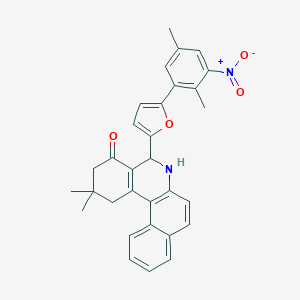 molecular formula C31H28N2O4 B413090 5-[5-(2,5-DIMETHYL-3-NITROPHENYL)FURAN-2-YL]-2,2-DIMETHYL-1H,2H,3H,4H,5H,6H-BENZO[A]PHENANTHRIDIN-4-ONE 