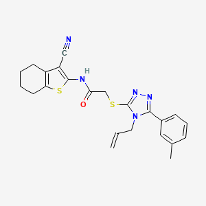 molecular formula C23H23N5OS2 B4131256 N-(3-cyano-4,5,6,7-tetrahydro-1-benzothiophen-2-yl)-2-{[5-(3-methylphenyl)-4-(prop-2-en-1-yl)-4H-1,2,4-triazol-3-yl]sulfanyl}acetamide 