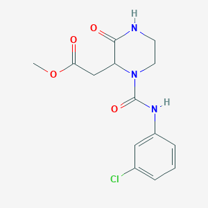 molecular formula C14H16ClN3O4 B4131331 methyl 2-{1-[N-(3-chlorophenyl)carbamoyl]-3-oxopiperazin-2-yl}acetate 
