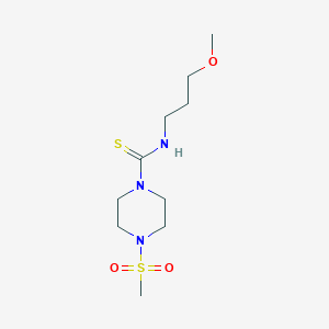 molecular formula C10H21N3O3S2 B4131398 N-(3-METHOXYPROPYL)-4-(METHYLSULFONYL)TETRAHYDRO-1(2H)-PYRAZINECARBOTHIOAMIDE 