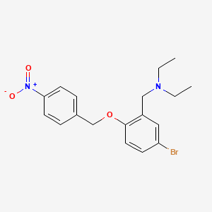 molecular formula C18H21BrN2O3 B4131488 N-[[5-bromo-2-[(4-nitrophenyl)methoxy]phenyl]methyl]-N-ethylethanamine 