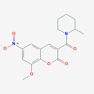 molecular formula C17H18N2O6 B4131652 8-Methoxy-3-(2-methylpiperidine-1-carbonyl)-6-nitrochromen-2-one 