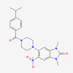 molecular formula C23H27N5O4 B4131670 1,3-dimethyl-5-nitro-6-(4-{[4-(propan-2-yl)phenyl]carbonyl}piperazin-1-yl)-1,3-dihydro-2H-benzimidazol-2-one 