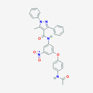 molecular formula C31H25N5O5 B413172 N-[3-(4-ACETAMIDOPHENOXY)-5-NITROPHENYL]-5-METHYL-1,3-DIPHENYL-1H-PYRAZOLE-4-CARBOXAMIDE 