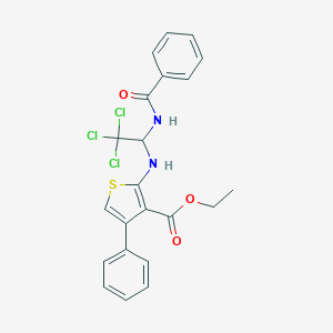molecular formula C22H19Cl3N2O3S B413203 Ethyl 2-{[1-(benzoylamino)-2,2,2-trichloroethyl]amino}-4-phenyl-3-thiophenecarboxylate 