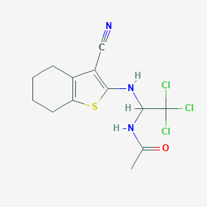 molecular formula C13H14Cl3N3OS B413207 N-{2,2,2-trichloro-1-[(3-cyano-4,5,6,7-tetrahydro-1-benzothien-2-yl)amino]ethyl}acetamide 