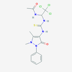 molecular formula C16H18Cl3N5O2S B413213 N-[2,2,2-trichloro-1-[(1,5-dimethyl-3-oxo-2-phenylpyrazol-4-yl)carbamothioylamino]ethyl]acetamide CAS No. 324759-93-5