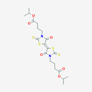 molecular formula C20H26N2O6S4 B413214 PROPAN-2-YL 4-{4-OXO-5-[(5E)-4-OXO-3-[4-OXO-4-(PROPAN-2-YLOXY)BUTYL]-2-SULFANYLIDENE-1,3-THIAZOLIDIN-5-YLIDENE]-2-SULFANYLIDENE-1,3-THIAZOLIDIN-3-YL}BUTANOATE CAS No. 305377-38-2