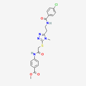 molecular formula C22H22ClN5O4S B4132564 methyl 4-[({[5-(2-{[(4-chlorophenyl)carbonyl]amino}ethyl)-4-methyl-4H-1,2,4-triazol-3-yl]sulfanyl}acetyl)amino]benzoate 
