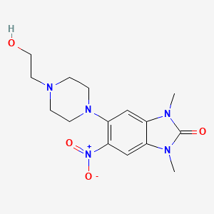 molecular formula C15H21N5O4 B4132566 5-[4-(2-HYDROXYETHYL)PIPERAZIN-1-YL]-1,3-DIMETHYL-6-NITRO-2,3-DIHYDRO-1H-1,3-BENZODIAZOL-2-ONE 