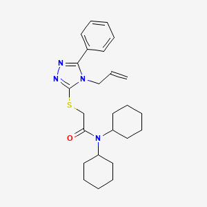 molecular formula C25H34N4OS B4132660 N,N-dicyclohexyl-2-{[5-phenyl-4-(prop-2-en-1-yl)-4H-1,2,4-triazol-3-yl]sulfanyl}acetamide 