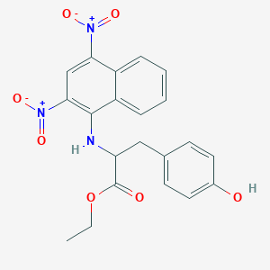 molecular formula C21H19N3O7 B413270 Ethyl 2-[(2,4-dinitronaphthalen-1-yl)amino]-3-(4-hydroxyphenyl)propanoate 