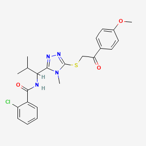 molecular formula C23H25ClN4O3S B4132850 2-chloro-N-[1-[5-[2-(4-methoxyphenyl)-2-oxoethyl]sulfanyl-4-methyl-1,2,4-triazol-3-yl]-2-methylpropyl]benzamide 