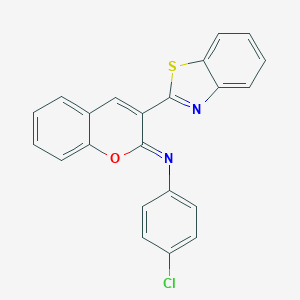 molecular formula C22H13ClN2OS B413292 N-[3-(1,3-benzothiazol-2-yl)-2H-chromen-2-ylidene]-N-(4-chlorophenyl)amine 