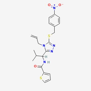molecular formula C21H23N5O3S2 B4132975 N-[2-methyl-1-[5-[(4-nitrophenyl)methylsulfanyl]-4-prop-2-enyl-1,2,4-triazol-3-yl]propyl]thiophene-2-carboxamide 