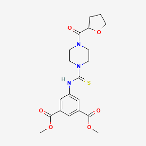 molecular formula C20H25N3O6S B4133096 Dimethyl 5-({[4-(tetrahydrofuran-2-ylcarbonyl)piperazin-1-yl]carbonothioyl}amino)benzene-1,3-dicarboxylate 