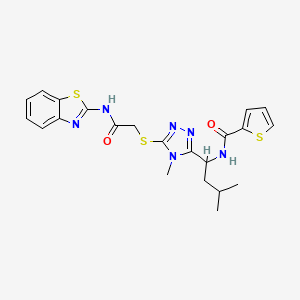 molecular formula C22H24N6O2S3 B4133126 N-[1-(5-{[2-(1,3-benzothiazol-2-ylamino)-2-oxoethyl]thio}-4-methyl-4H-1,2,4-triazol-3-yl)-3-methylbutyl]-2-thiophenecarboxamide 