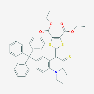 molecular formula C41H39NO4S3 B413315 Diethyl 2-(1-ethyl-2,2-dimethyl-3-sulfanylidene-6-tritylquinolin-4-ylidene)-1,3-dithiole-4,5-dicarboxylate 