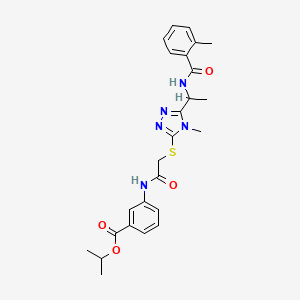 molecular formula C25H29N5O4S B4133307 Propan-2-yl 3-[[2-[[4-methyl-5-[1-[(2-methylbenzoyl)amino]ethyl]-1,2,4-triazol-3-yl]sulfanyl]acetyl]amino]benzoate 