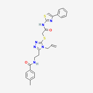 molecular formula C26H26N6O2S2 B4133336 N-{2-[4-allyl-5-({2-oxo-2-[(4-phenyl-1,3-thiazol-2-yl)amino]ethyl}thio)-4H-1,2,4-triazol-3-yl]ethyl}-4-methylbenzamide 