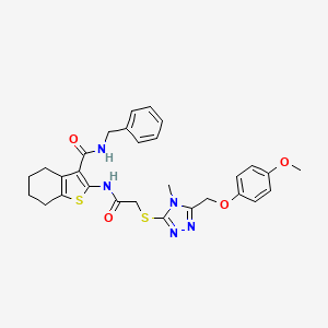 molecular formula C29H31N5O4S2 B4133422 N-benzyl-2-[[2-[[5-[(4-methoxyphenoxy)methyl]-4-methyl-1,2,4-triazol-3-yl]sulfanyl]acetyl]amino]-4,5,6,7-tetrahydro-1-benzothiophene-3-carboxamide 