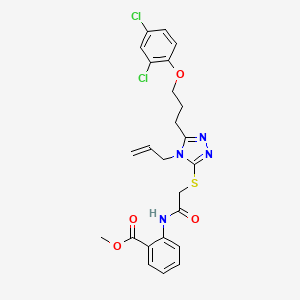 molecular formula C24H24Cl2N4O4S B4133525 methyl 2-{[({5-[3-(2,4-dichlorophenoxy)propyl]-4-(prop-2-en-1-yl)-4H-1,2,4-triazol-3-yl}sulfanyl)acetyl]amino}benzoate 