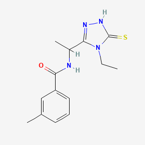 molecular formula C14H18N4OS B4133649 N-[1-(4-ethyl-5-sulfanylidene-1H-1,2,4-triazol-3-yl)ethyl]-3-methylbenzamide 